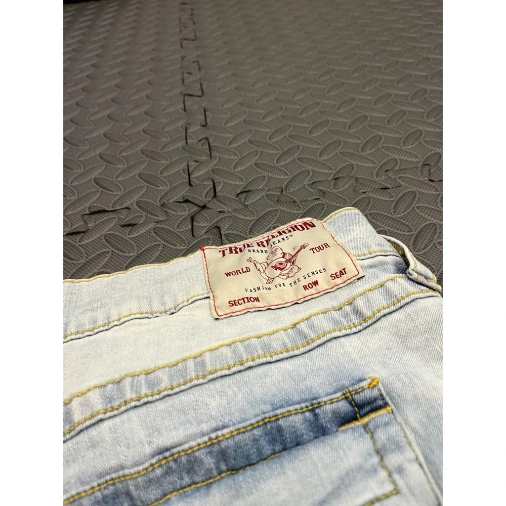 True Religion Geno Relaxed Slim Mens 42 Light Blue Flap Pocket Denim Jeans